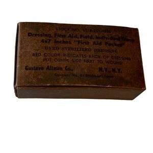 Gustav Altman First Aid Dressing, Individual Troop Unopened,‎ Mid-1950’s-1970s